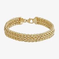 Womens 10K Gold Hollow Link Chain Bracelet