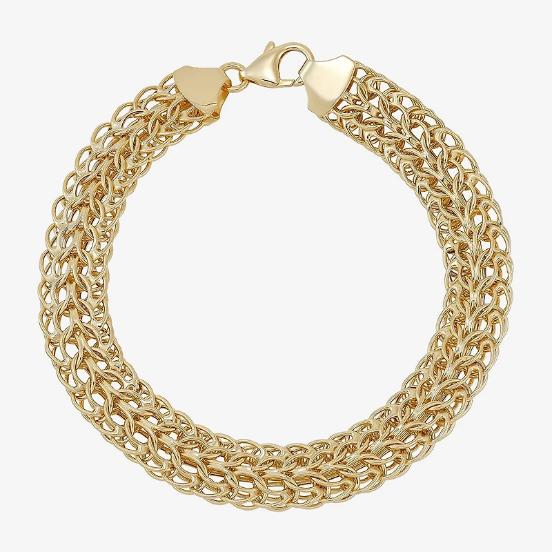 Womens 10K Gold Hollow Link Chain Bracelet