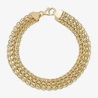 Womens 10K Gold Hollow Link Chain Bracelet