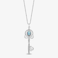 Enchanted Disney Fine Jewelry Womens 1/6 CT. T.W. Lab Created White Opal Sterling Silver Keys 18 Inch Pendant Necklace