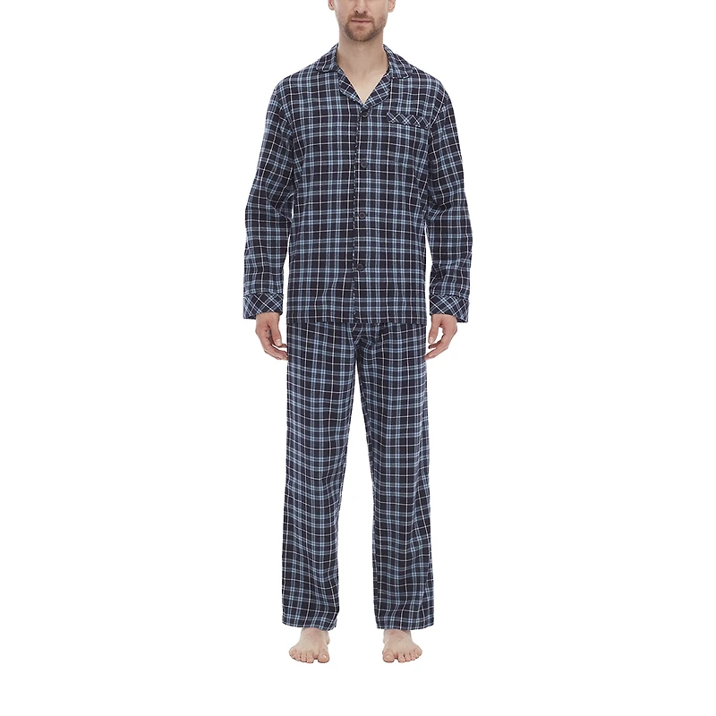Residence Flannel Mens Long Sleeve 2-pc. Pajama Set