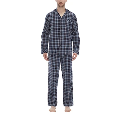 Residence Flannel Mens Long Sleeve 2-pc. Pajama Set