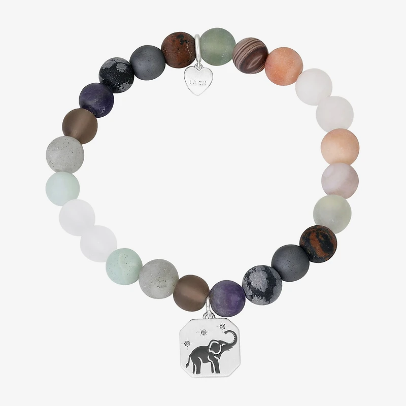 Footnotes Elephant Womens Multi Color Cubic Zirconia Beaded Bracelet