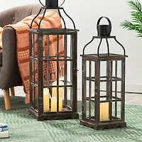Glitzhome Oversized Wood & Metal 2-pc. Decorative Lantern