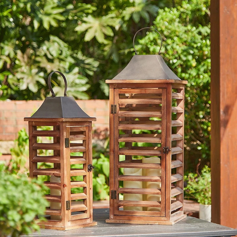 Glitzhome Farmhouse Shutter 2-pc. Decorative Lantern