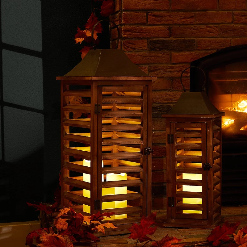 Glitzhome Farmhouse Shutter 2-pc. Decorative Lantern
