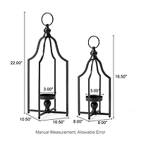 Glitzhome Small & Large Farmhouse Black Metal 2-pc. Decorative Lantern