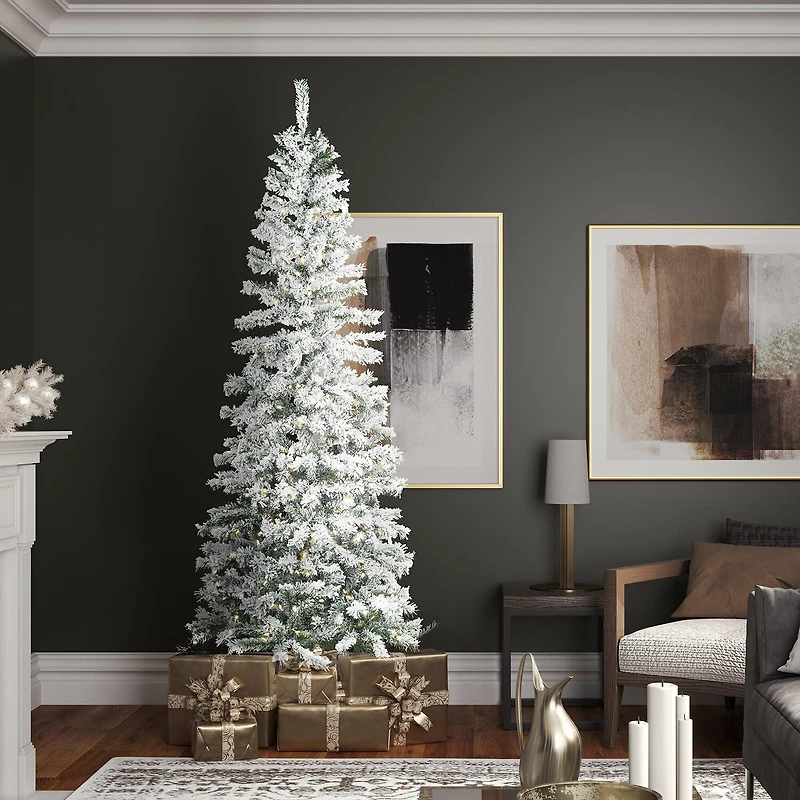 7.5' Flocked Pencil Christmas Tree