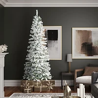 7.5' Flocked Pencil Christmas Tree