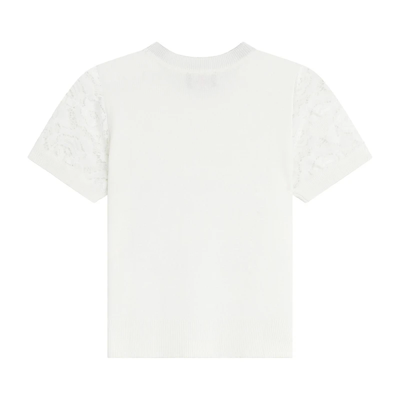 Byer California Big Kid Girls Crew Neck Short Sleeve Blouse