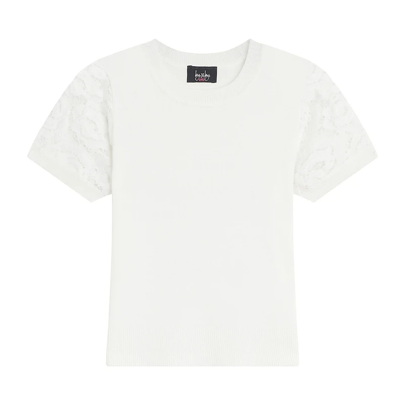 Byer California Big Kid Girls Crew Neck Short Sleeve Blouse
