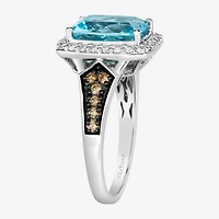 Le Vian® Grand Sample Sale™ Ring featuring 3 CT. Blue Topaz 1/6 CT. Chocolate Diamonds® 1/4 CT. Vanilla Diamonds® set in 14K Vanilla Gold®