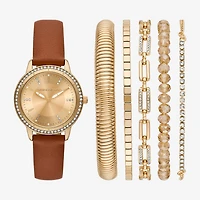 Skechers Womens Brown 6-pc. Watch Boxed Set Sr9126