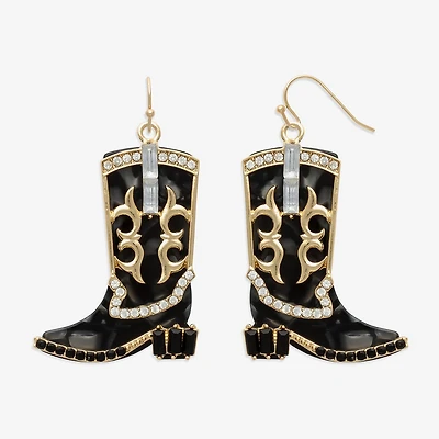 Bijoux Bar Gold Tone Boot Womens Glass Drop Earrings