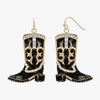 Bijoux Bar Gold Tone Boot Womens Glass Drop Earrings
