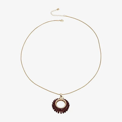 Worthington Gold Tone Womens 32 Inch Pendant Necklace