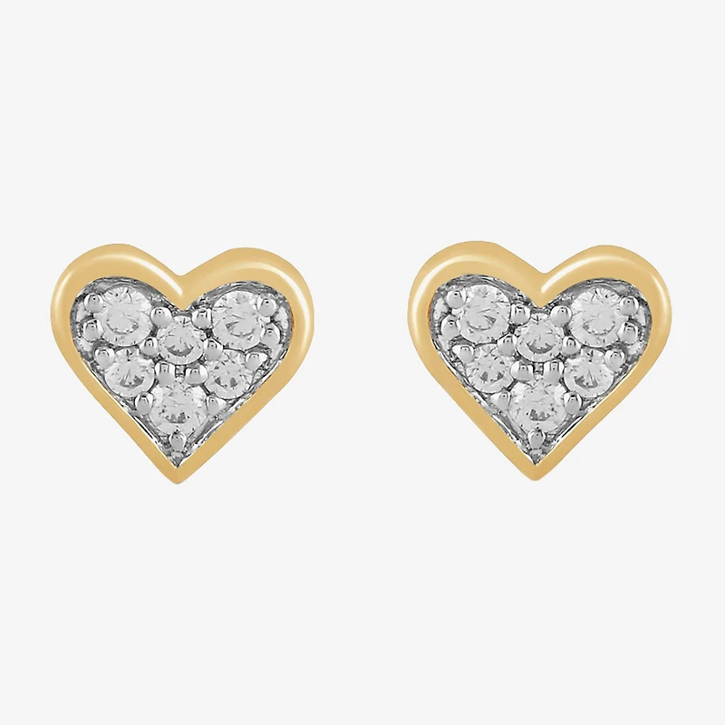 1/10 CT. T.W. Lab Grown White Diamond 10K Gold 5.9mm Heart Stud Earrings