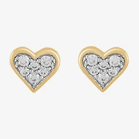 1/10 CT. T.W. Lab Grown White Diamond 10K Gold 5.9mm Heart Stud Earrings
