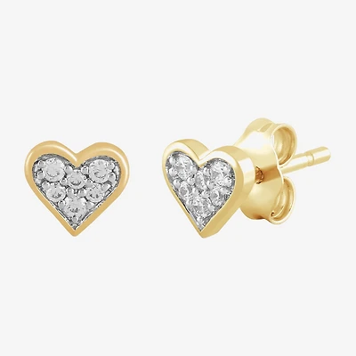1/10 CT. T.W. Lab Grown White Diamond 10K Gold 5.9mm Heart Stud Earrings