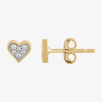 1/10 CT. T.W. Lab Grown White Diamond 10K Gold 5.9mm Heart Stud Earrings
