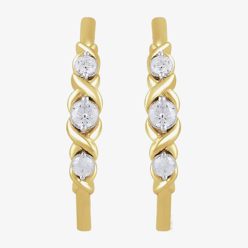 Womens 1/2 CT. T.W. Lab Grown White Diamond 14K Gold Over Silver Sterling Silver 23mm Hoop Earrings