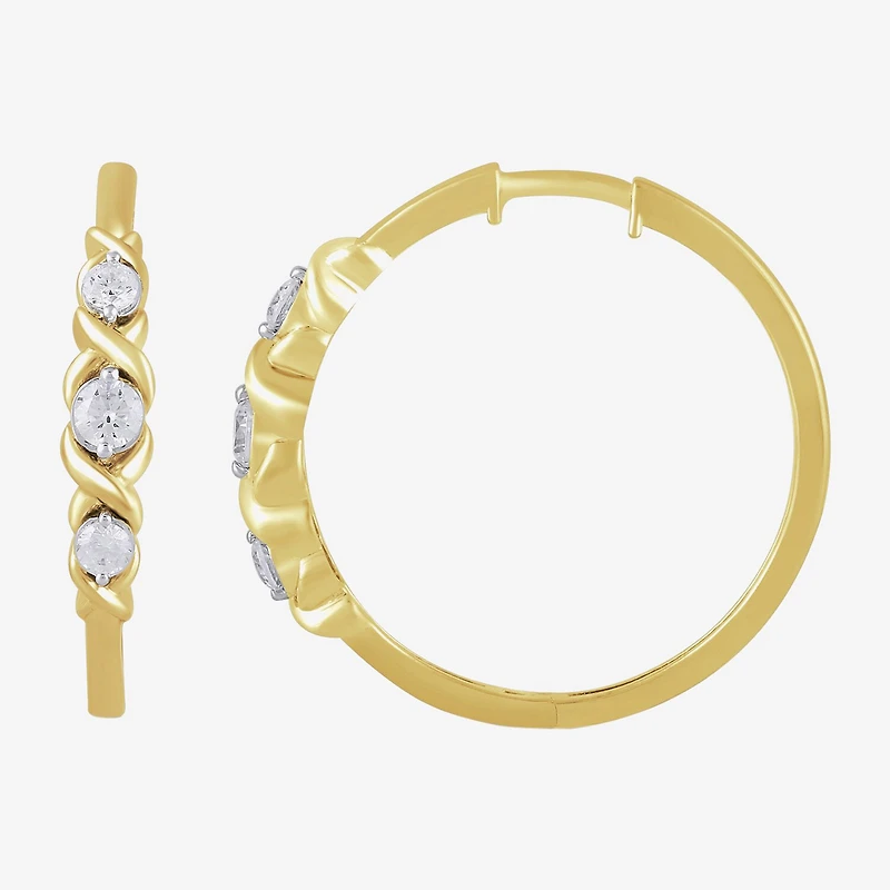 Womens 1/2 CT. T.W. Lab Grown White Diamond 14K Gold Over Silver Sterling Silver 23mm Hoop Earrings