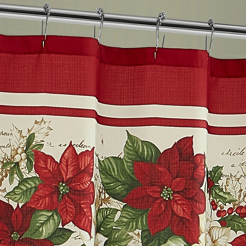 Elrene Home Fashions Red & White Poinsettia Shower Curtain