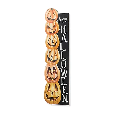 Glitzhome "42""H Lighted Wooden Porch Sign" Halloween Porch Sign