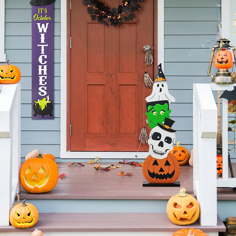 Glitzhome "36""H Wooden Porch Decor" Halloween Porch Sign
