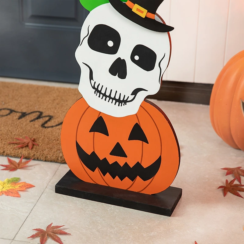 Glitzhome "36""H Wooden Porch Decor" Halloween Porch Sign
