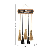 Glitzhome "42"" Wooden Brooms Parking Decor" Halloween Porch Sign
