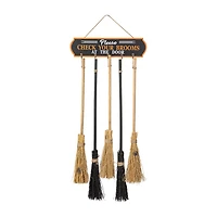 Glitzhome "42"" Wooden Brooms Parking Decor" Halloween Porch Sign