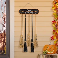 Glitzhome "42"" Wooden Brooms Parking Decor" Halloween Porch Sign