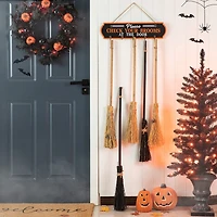 Glitzhome "42"" Wooden Brooms Parking Decor" Halloween Porch Sign