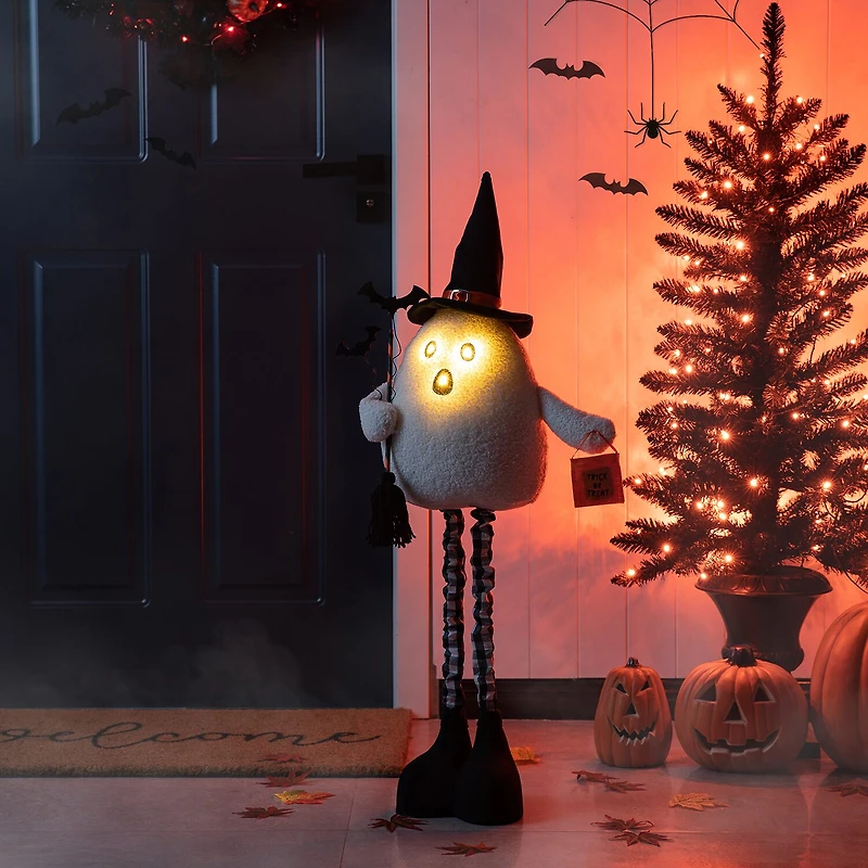 Glitzhome "38"" Lighted Fabric Ghost Porch Decor" Halloween Porch Sign