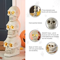 Glitzhome "25.5""Ligted Mgo Skull Porch Decor" Halloween Porch Sign