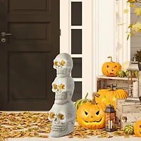 Glitzhome "25.5""Ligted Mgo Skull Porch Decor" Halloween Porch Sign