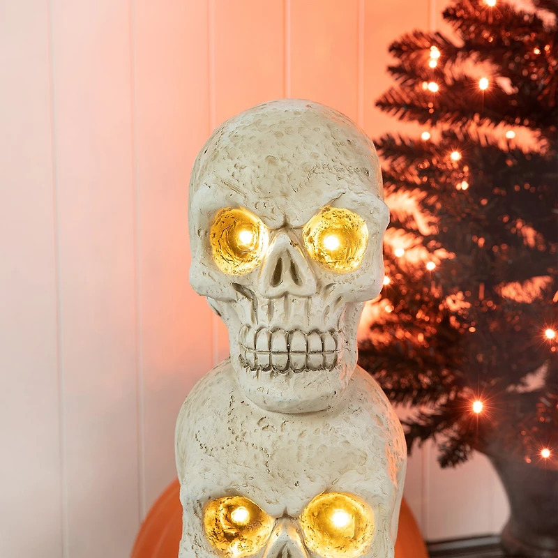 Glitzhome "25.5""Ligted Mgo Skull Porch Decor" Halloween Porch Sign