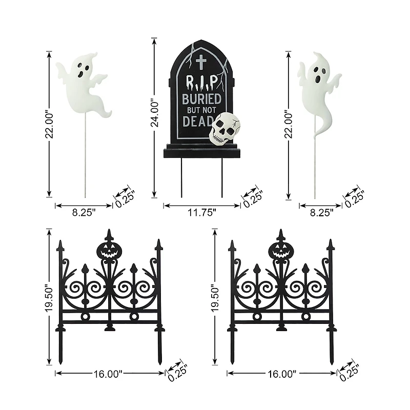 Glitzhome "24"" Metal Graveyard Set Yard Stake" Halloween Yard Art