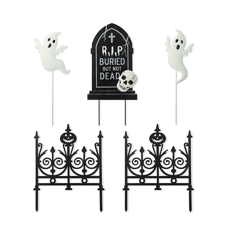 Glitzhome "24"" Metal Graveyard Set Yard Stake" Halloween Yard Art
