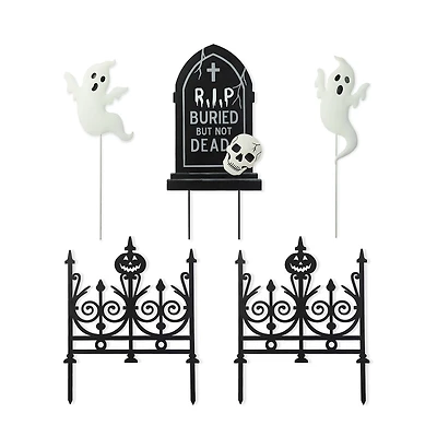 Glitzhome "24"" Metal Graveyard Set Yard Stake" Halloween Yard Art