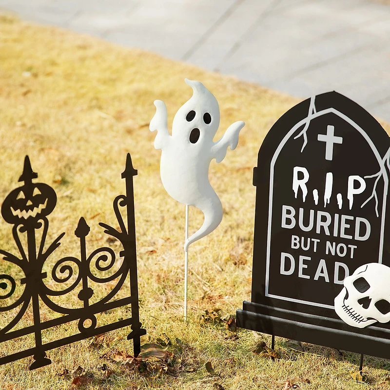 Glitzhome "24"" Metal Graveyard Set Yard Stake" Halloween Yard Art