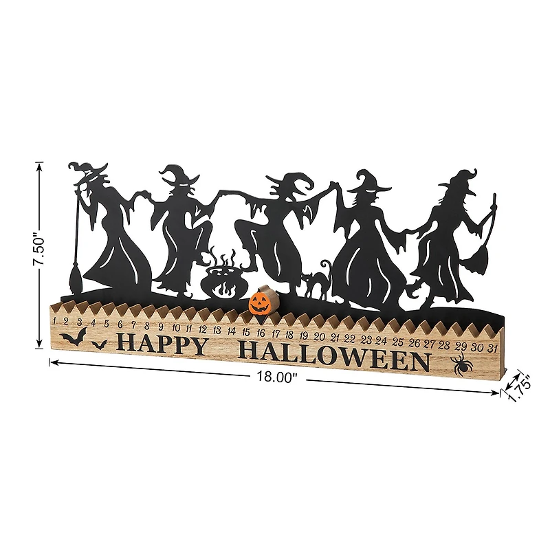 Glitzhome 18"Dancing Witch Silhouette Table Sign Halloween Tabletop Decor