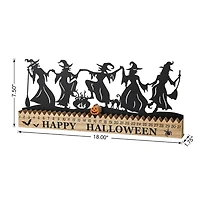 Glitzhome 18"Dancing Witch Silhouette Table Sign Halloween Tabletop Decor
