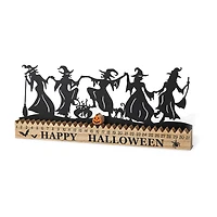 Glitzhome 18"Dancing Witch Silhouette Table Sign Halloween Tabletop Decor