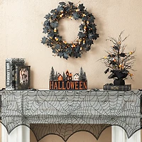 Glitzhome 14"Wooden Haunted House Table Sign Halloween Tabletop Decor