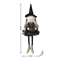 Glitzhome 29" Fabric Dressed Witch Sitter Table Décor Halloween Tabletop Decor