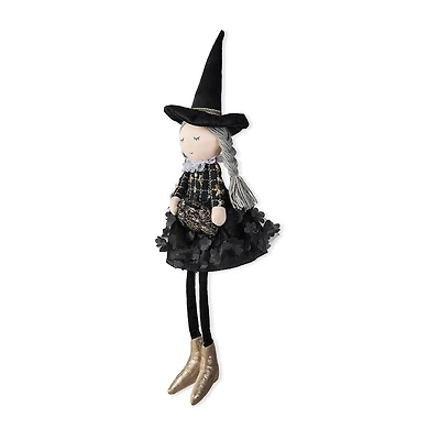 Glitzhome 29" Fabric Dressed Witch Sitter Table Décor Halloween Tabletop Decor