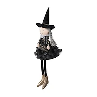 Glitzhome 29" Fabric Dressed Witch Sitter Table Décor Halloween Tabletop Decor