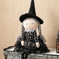 Glitzhome 29" Fabric Dressed Witch Sitter Table Décor Halloween Tabletop Decor